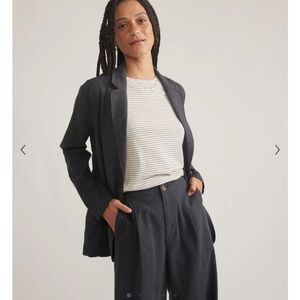 Marine Layer Flora Hemp Blazer Navy Women's XL NWT